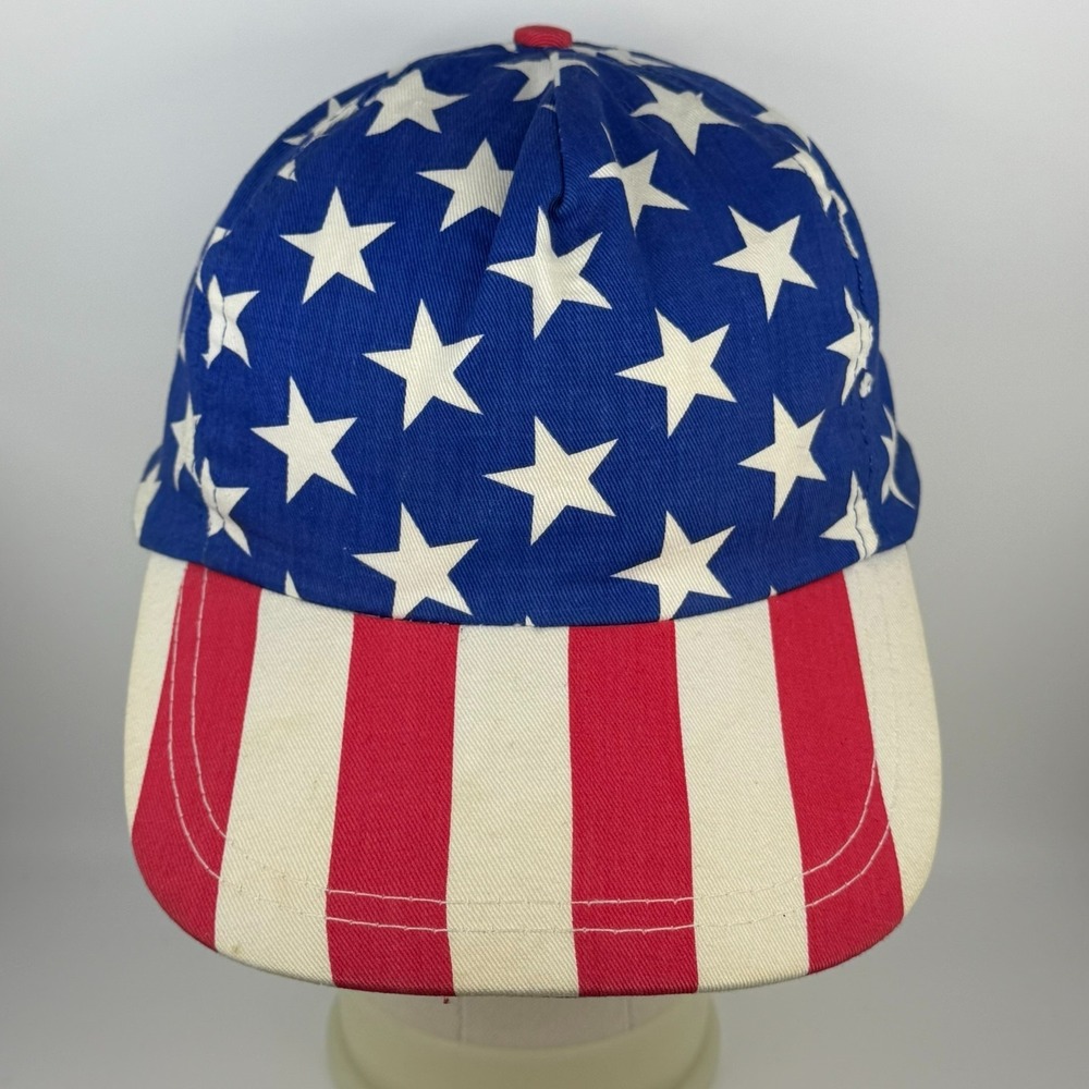 Vintage 1994 Avon American Flag Snapback Hat Stars Stripes Patriotic Cotton